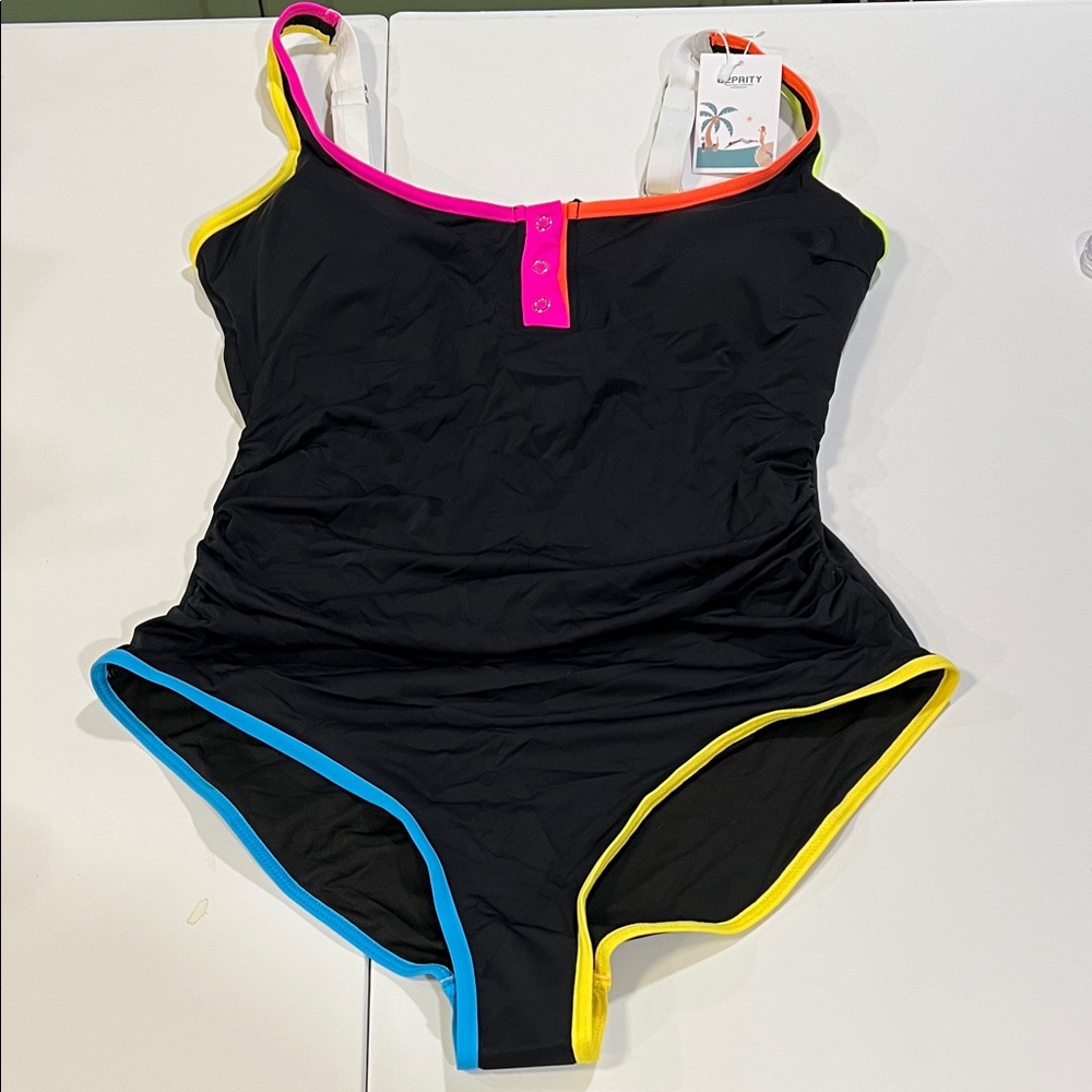 B2Prity - L, black a‎ neon trimmed suit, 1 piece